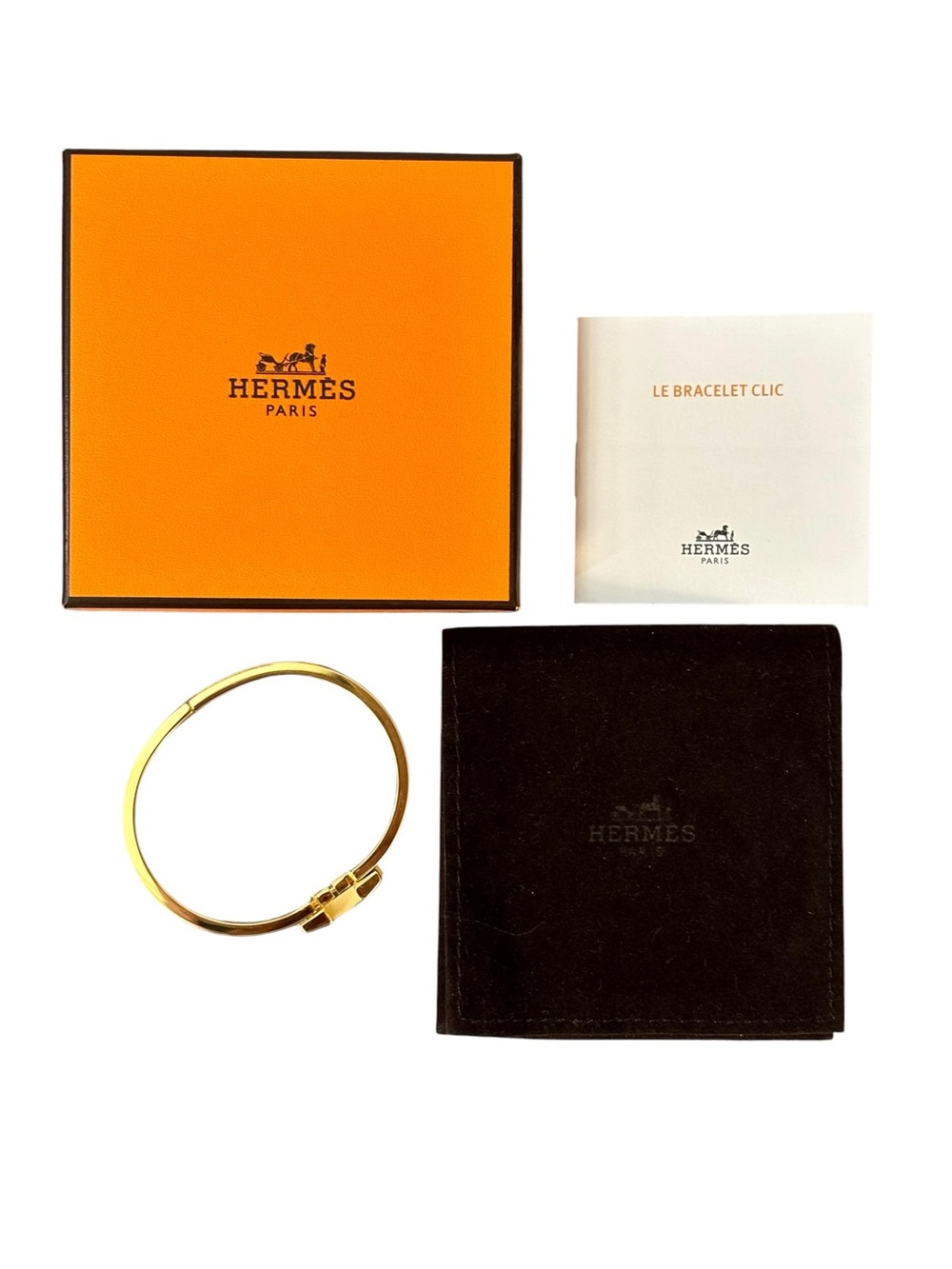 Hermès Clic H Son du H Marine Classique PM Enamel Bracelet Gold Rare - Picture 14 of 14
